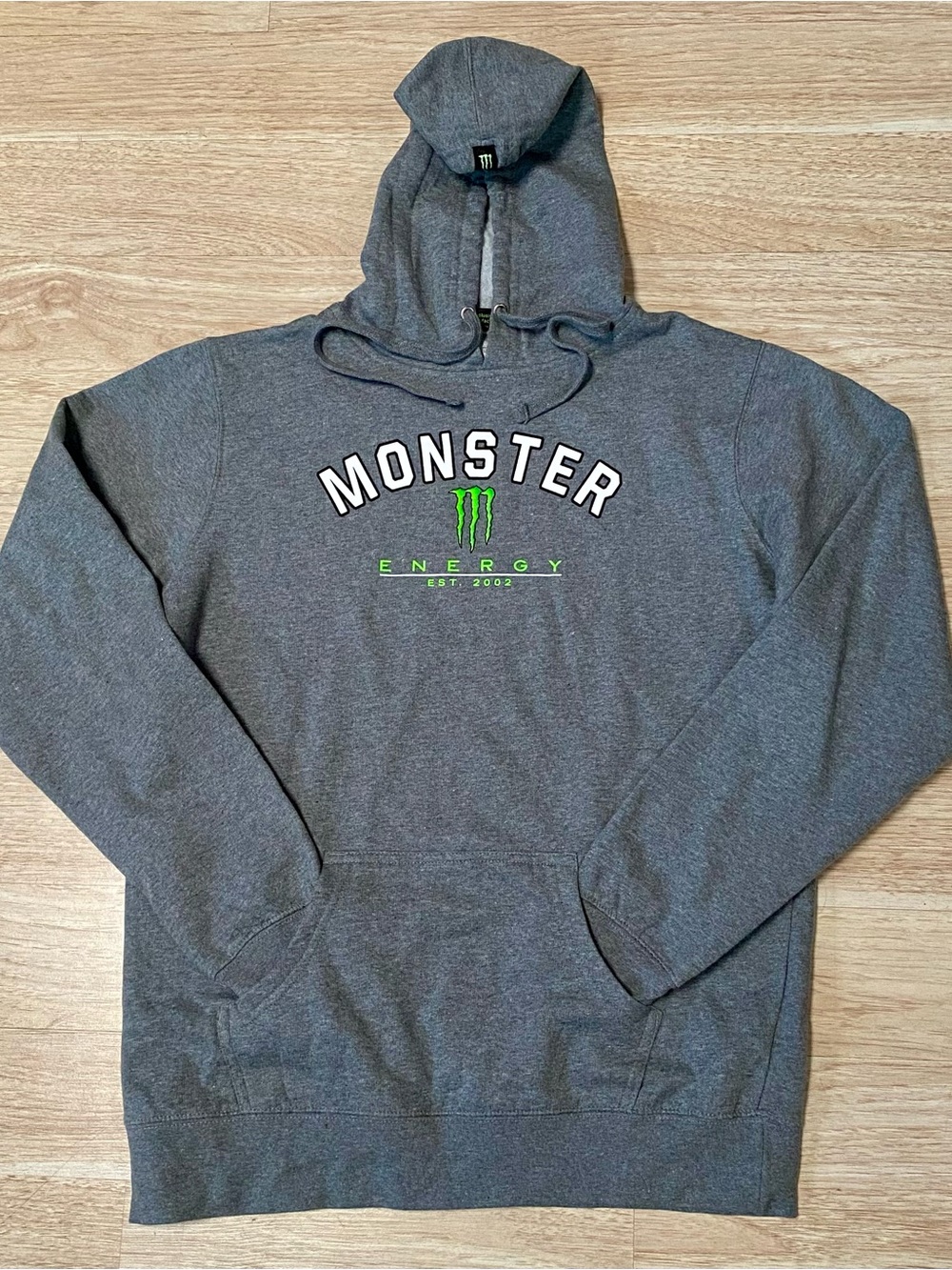 Monster Energy Drink Hoodie Women's XL Grey Mid-weight Pullover Logo Sweatshirt